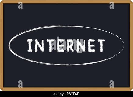 Word Internet chalk written on a blackboard vector illustration Stock Vector