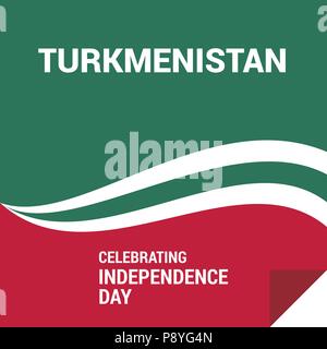 waving flag of Turkmenistan. Template for independence day. vector illustration. For web design and application interface, also useful for infographic Stock Vector