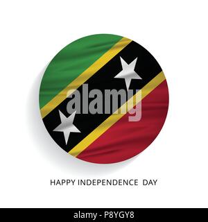 Happy Independence Day Saint Kitts waving Flag. For web design and application interface, also useful for infographics. Vector illustration. Stock Vector