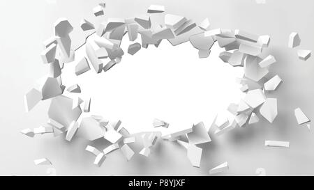 vector illustration of exploding wall with free area on center for any object or background Stock Vector