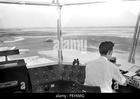 Air Traffic Controller in Control Tower, Municipal Airport, Washington DC, USA, Jack Delano, Farm Security Administration, July 1941 Stock Photo
