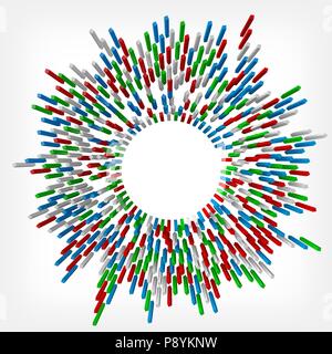 colorful square rods targetted to center. 3d style vector illustration Stock Vector