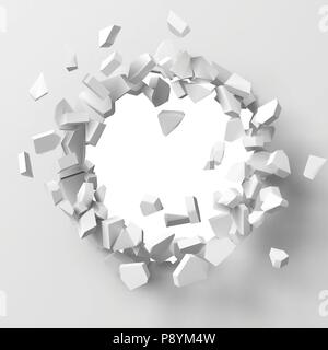 vector illustration of exploding wall with free area on center for any object or background Stock Vector