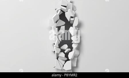vector illustration of exploding wall with free area on center for any object or background Stock Vector