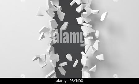 vector illustration of exploding wall with free area on center for any object or background Stock Vector