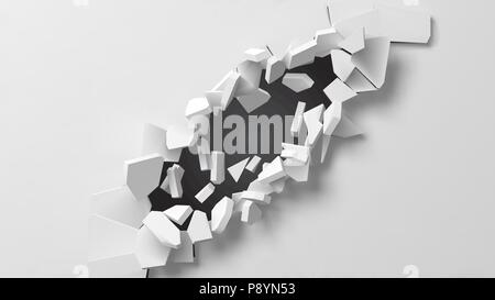 vector illustration of exploding wall with free area on center for any object or background Stock Vector