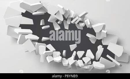 vector illustration of exploding wall with free area on center for any object or background Stock Vector