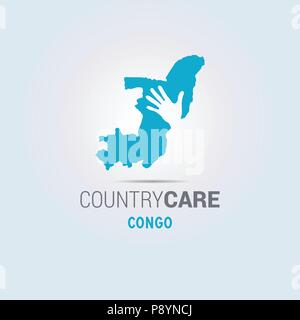 Illustration of an isolated hands offering sign with the map of Congo. For web design and application interface, also useful for infographics. Vector  Stock Vector