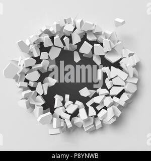 vector illustration of exploding wall with free area on center for any object or background Stock Vector