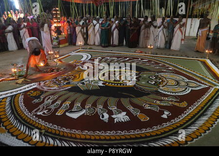 mudiyettu is the ritualistic art form of kerala,it is the mythological story of war between goddess bhadra kaali and demon darika,good over the evil Stock Photo