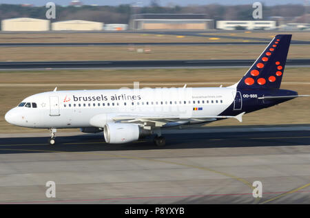 Berlin, Germany, Airbus A319 of the airline Brussels Airlines on the apron of the airport Berlin-Tegel Stock Photo