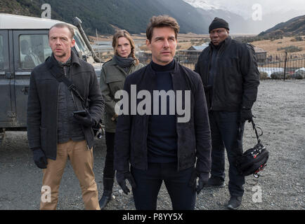 RELEASE DATE: July 27, 2018 TITLE: Mission: Impossible - Fallout STUDIO: Paramount Pictures DIRECTOR: Christopher McQuarrie PLOT: Ethan Hunt and his IMF team, along with some familiar allies, race against time after a mission gone wrong. STARRING: SIMON PEGG as Benji Dunn, REBECCA FERGUSON as Ilsa Faust, TOM CRUISE as Ethan Hunt and VING RHAMES as Luther Stickell. (Credit Image: © Paramount Pictures/Entertainment Pictures) Stock Photo