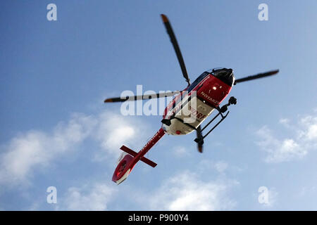 Berlin, Germany, Rescue helicopter of the DRF Luftrettung in flight Stock Photo