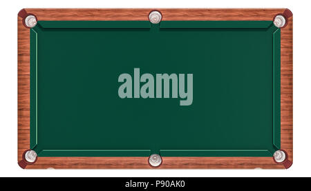 3d rendering of an empty billiard table in a top view showing its green ...