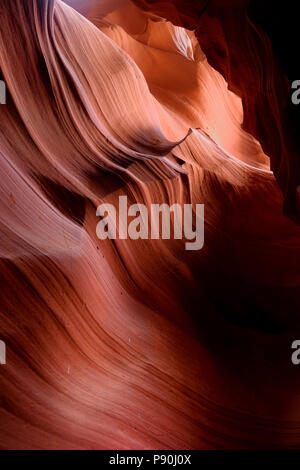 Glowing colors of Upper Antelope Canyon, the famous slot canyon in Navajo reservation near Page, Arizona, USA Stock Photo