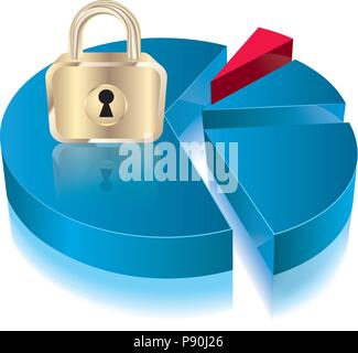 Encrypted pie chart statistics.Isolated on white background. Stock Vector