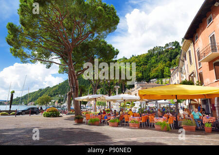 TOSCOLANO-MADERNO, ITALY - SEPTEMBER 18, 2016: Beautiful views of Toscolano-Maderno, a town and comune on the West coast of Lake Garda, in the provinc Stock Photo