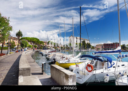 TOSCOLANO-MADERNO, ITALY - SEPTEMBER 18, 2016: Beautiful views of Toscolano-Maderno, a town and comune on the West coast of Lake Garda, in the provinc Stock Photo