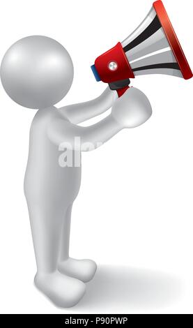 Vector drawn people symbol, hand hold megaphone,image uses a grid gradient. Stock Vector