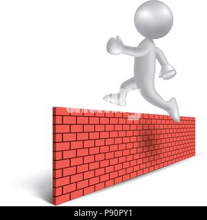 Vector drawn people symbol, Hurdle movement,image uses a grid gradient. Stock Vector