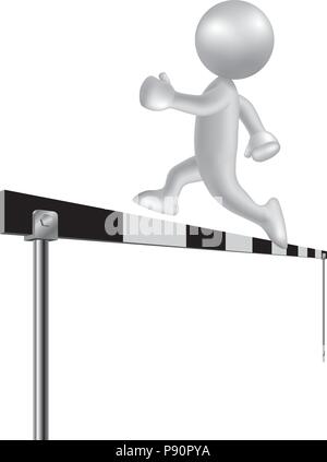 Vector drawn people symbol, Hurdle movement,image uses a grid gradient. Stock Vector