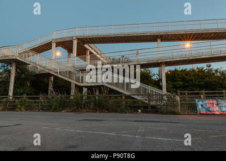 Stairs & ramps leading up to the M60 motorway footbridge at Sale Water Park, Trafford, Greater Manchester, UK, England Stock Photo