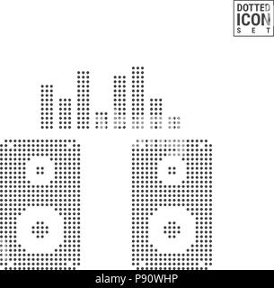 Musical Columns and Equalizer Dot Pattern Icon. Speakers Dotted Icon Isolated on White. Vector Icon of Speakers Stock Vector
