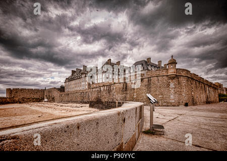 The old town and ramparts of Saint-Malo. Stock Photo