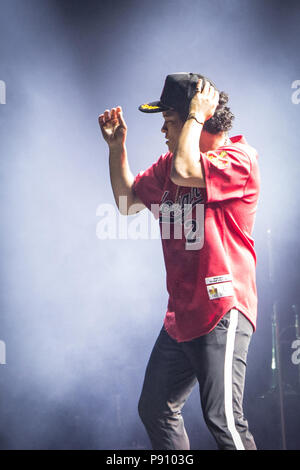 Musician Bruno Mars performs during half time celebrations at