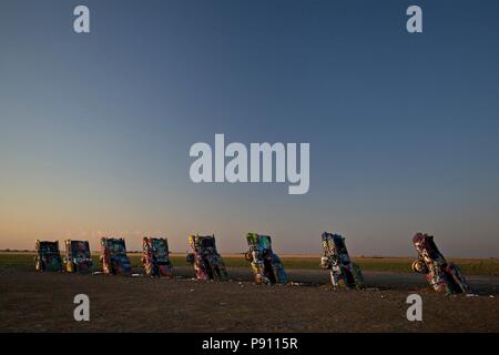 Once unique and iconic Cadillac ranch in Amarillo Texas is now a sad ...