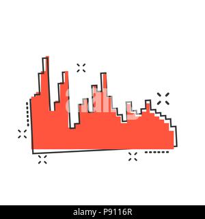Vector cartoon sound waveforms icon in comic style. Musical pulse sign illustration pictogram. Equalizer business splash effect concept. Stock Vector