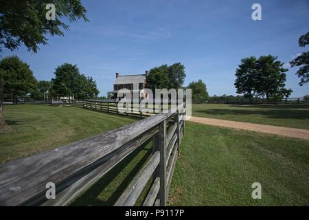 The Appomattox Courthouse national historic park in Appomattox Virginia. This restored historical site, part of the national Park system in the United Stock Photo