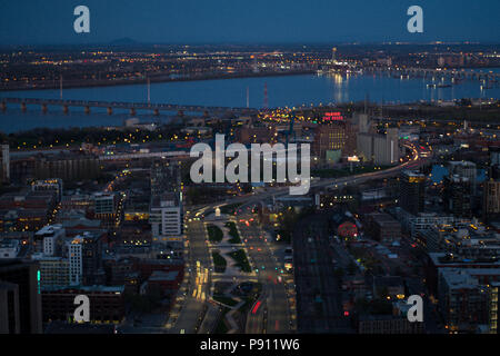 Montreal summer night skyline view seen from building. Canada. Stock Photo