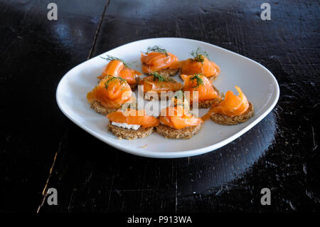 appetizer with smoked salmon and dill Stock Photo