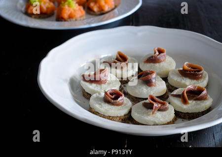 antipasto with anchovy mozzarella Stock Photo