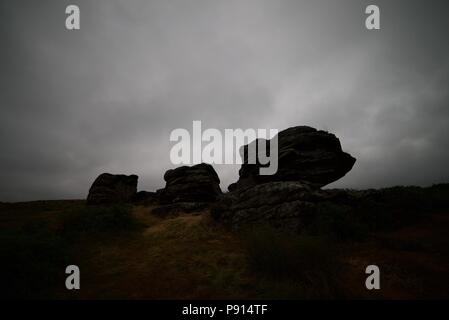 The Nelson's Monument, the three ships at Birchen Edge in Baslow, the Peak District Stock Photo