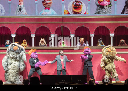 The O2 Arena, UK. 13th July 2018,The opening sequence of The Muppets Take The O2, Peninsula Square, London. © Jason Richardson / Alamy Live News Stock Photo