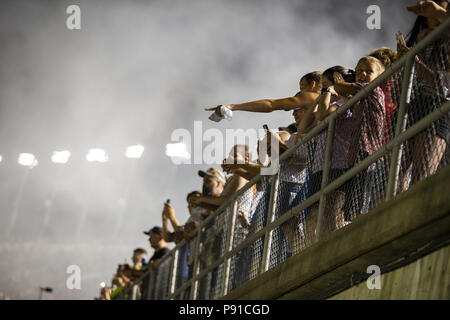 Sparta, Kentucky, USA. 13th July, 2018. Christopher Bell (20) wins the Alsco 300 at Kentucky Speedway in Sparta, Kentucky. Credit: Stephen A. Arce/ASP/ZUMA Wire/Alamy Live News Stock Photo