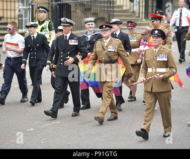 PRIDE Glasgow 2018 PICTURED leading the walk up St Vincent St, Glasgow is First Minister of Scotland Nicola Sturgeon. Stock Photo