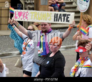 PRIDE Glasgow 2018 PICTURED leading the walk up St Vincent St, Glasgow is First Minister of Scotland Nicola Sturgeon. Stock Photo