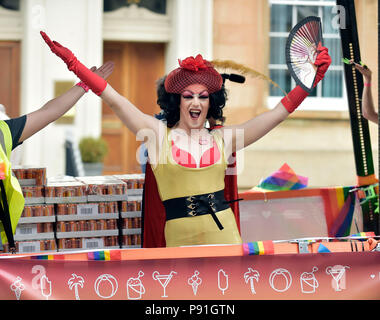 PRIDE Glasgow 2018 PICTURED leading the walk up St Vincent St, Glasgow is First Minister of Scotland Nicola Sturgeon. Stock Photo