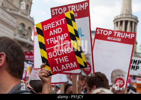 London, UK, July 14th 2018: Large crowds of protesters gather in central London to demonstrate against President Trump's visit to the UK Credit: Ink Drop/Alamy Live News Stock Photo