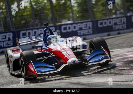 Toronto, Ontario, Canada. 14th July, 2018. TONY KANAAN (14) of Brazil takes to the track to practice for the Honda Indy Toronto at Streets of Toronto in Toronto, Ontario. Credit: Justin R. Noe Asp Inc/ASP/ZUMA Wire/Alamy Live News Stock Photo