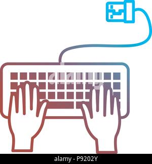 hands typing in keyboard vector illustration design Stock Vector