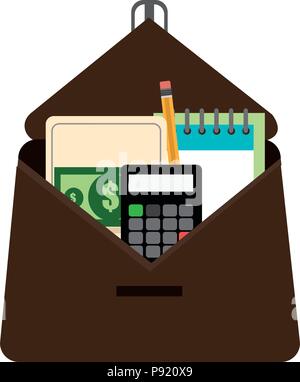 portfolio with school supplies vector illustration design Stock Vector