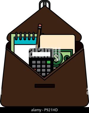 portfolio with school supplies vector illustration design Stock Vector
