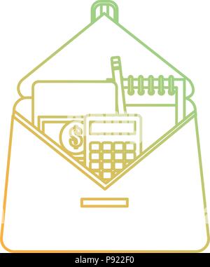 portfolio with school supplies Stock Vector