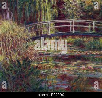 .   425 Monet - the-japanese-bridge-the-water-lily-pond-symphony-in-rose Stock Photo