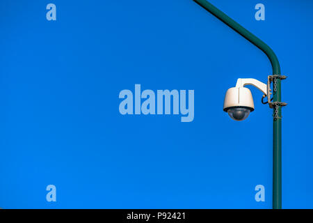 Security camera that sees 360 on light pole Stock Photo
