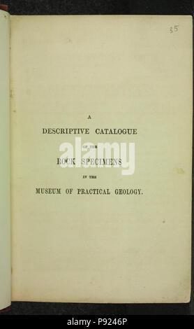 A descriptive catalogue of the rock specimens in the Museum of Practical Geology Stock Photo